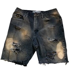 Vintage Men’s Black Lee Jean Shorts Cutoff Distressed Grunge Upscaled Size 34